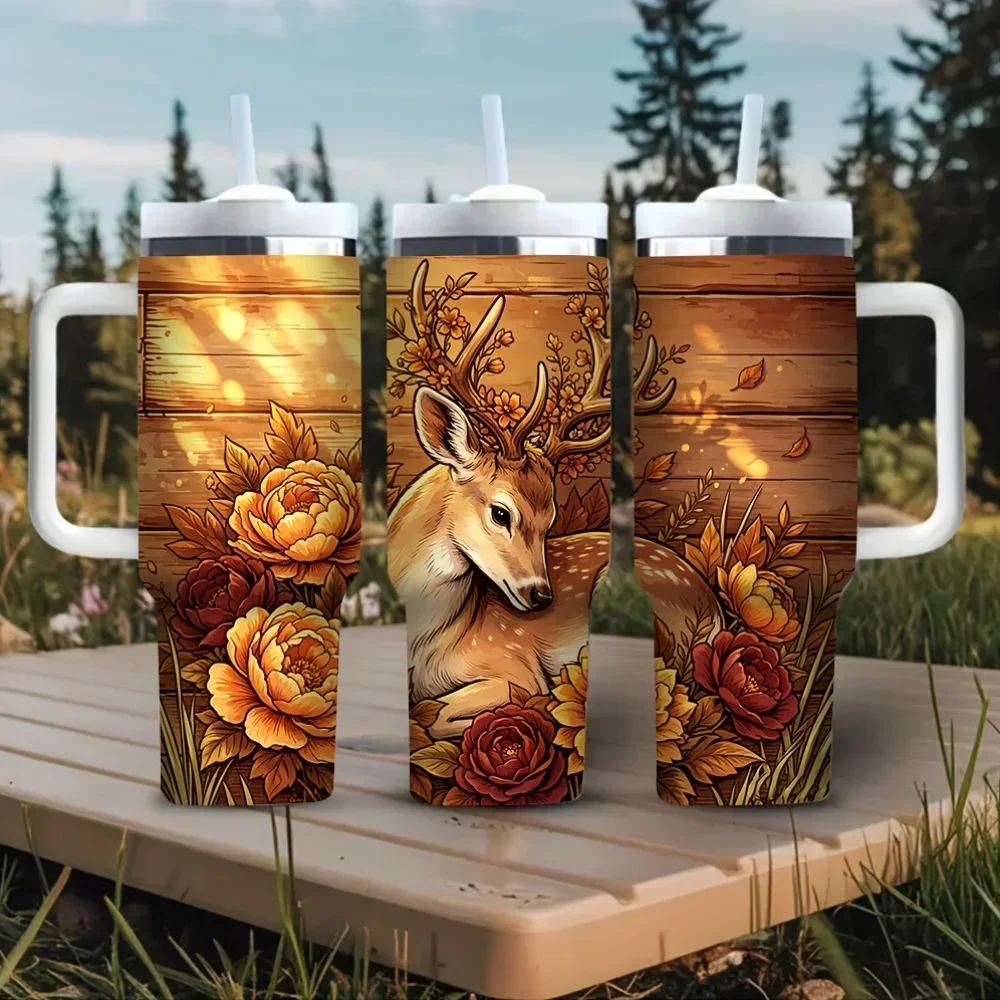 Hunting Outdoor Background - كوب بسعة 40 أونصة مع مقبض،