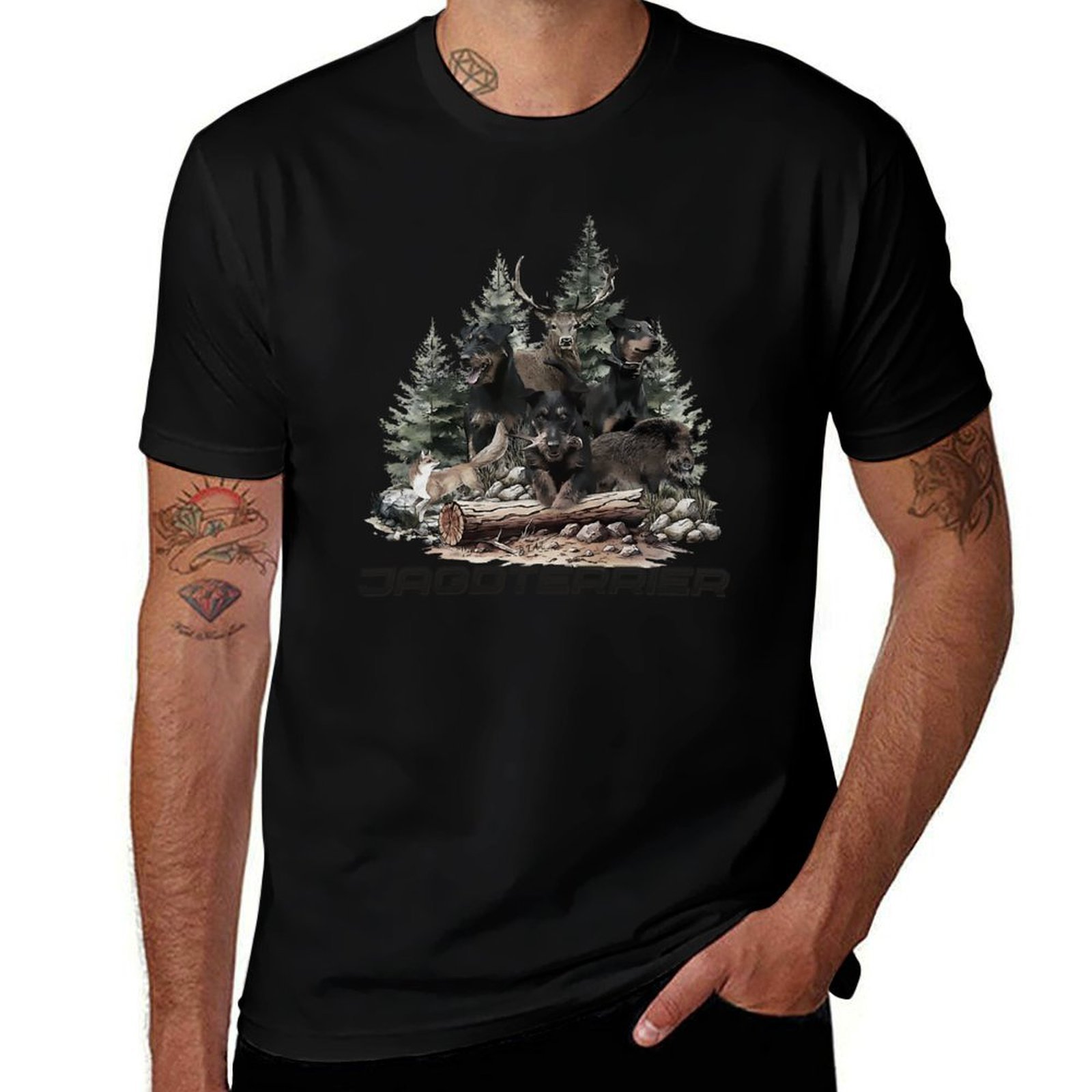 Wildman Hunting & Outdoor Photos - تي شيرت German Hunting Terrier هو
