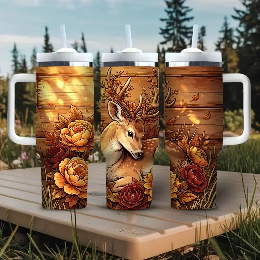 Hunting Outdoor Background - كوب بسعة 40 أونصة مع مقبض،